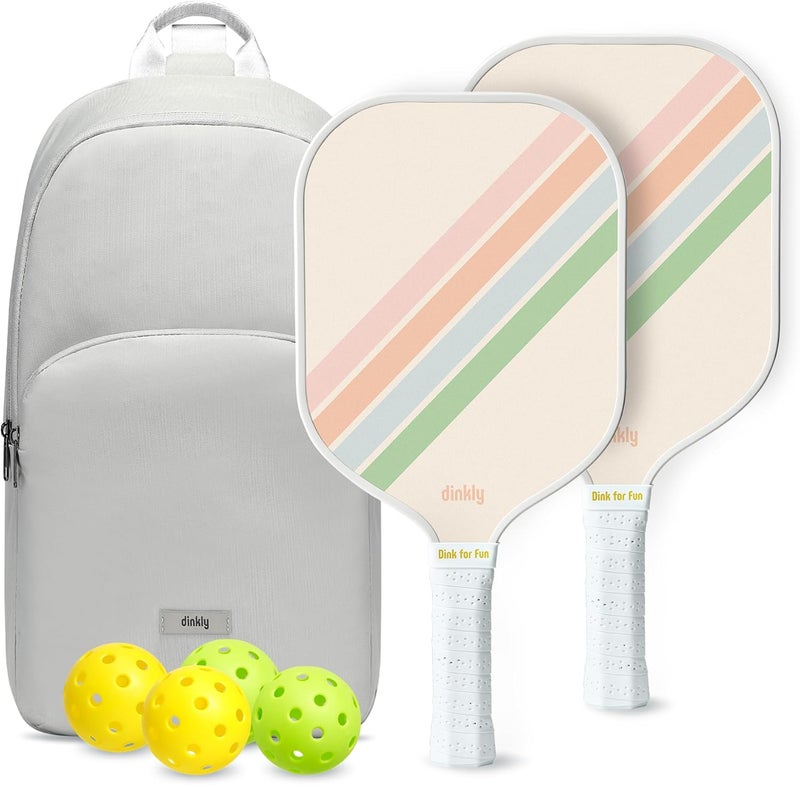 Dinkly Pickleball Paddles Set of 2/4- USAPA Approved Graphite/Fiberglass Pickleball Racket, 2 Pickleball Rackets, 4 Balls and 1 Portable Carry Bag, Aesthetic Pickle Ball Set for Men Women Beginners - Image 1